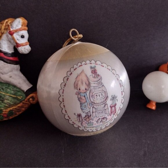 Vintage Lot of 5 Christmas Ornaments Precious Moments Angel Teddy Bear Horse - Picture 4 of 7